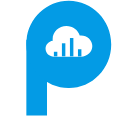 Power Cloud Reporting logo - a blue letter p with a white cloud